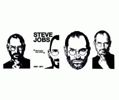 Steve Jobs Sticker Stencil Line Art CDR File