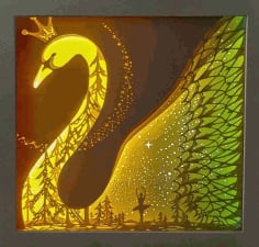 Swan Paper Cut Light Box Lamp DXF, SVG and CDR File