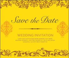 Swirls Cream Wedding Invitation Card Template Free Vector