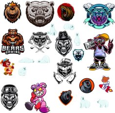 The Bears Set Tattoo Design Free CDR Vector File