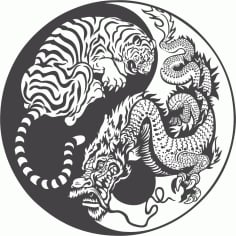 Tiger Dragon Yin Yang Vector Art free CDR Vectors File