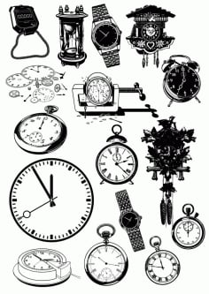 Time Clock and Watch Set Of Vector Icon CDR Vectors File