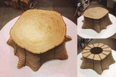 Tree Base Table Stool Chair Plywood Laser Cut DXF File