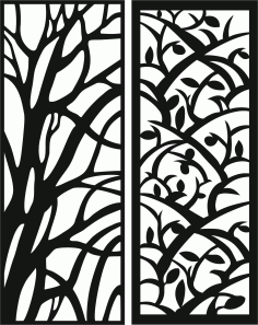 Tree Branches Living Room Screen Patterns Set Free Vector File