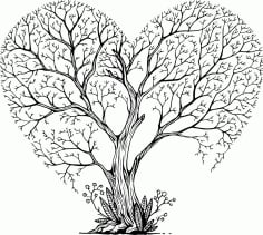 Tree Heart Art Free CDR File