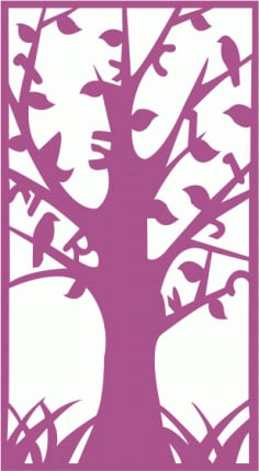 Tree Without Leaves Silhouette CNC Laser Cut Free CDR File