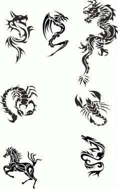 Tribal Dragon Tattoo Designs Laser Cut CDR File