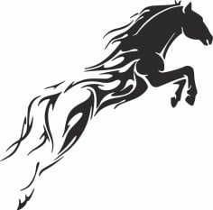 Tribal Horse Unique Tattoo for Men Laser Cutting DXF File