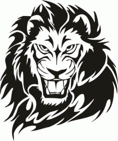 Tribal Lion Tattoo Design vector DXF File