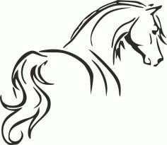 Tribal Tattoo Horse Outline Stencil Laser Cutting DXF File