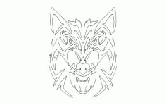 Tribal Wolf Animal Line Art Drawing Vector Free Download DXF File