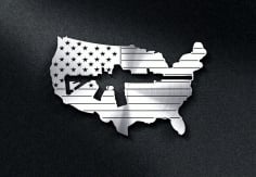 Us Flag With A Gun Cut Out Design DXF File
