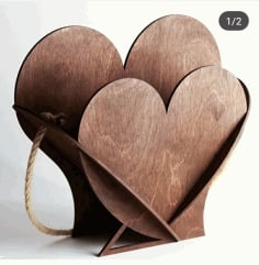 Valentine Day Gift Heart Shape Basket CDR File