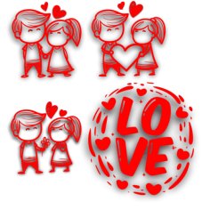 Valentine Day Gift Heart Shape Rose Cartoon Character in Love Free Vector Template