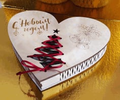 Valentine Day X mas New Year Heart Shape Gift Box Laser Cut CDR File