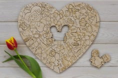 Valentines Day Jigsaw Puzzle Engraving Laser Cut CDR File