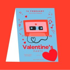 Valentines Event DJ Invitation Card Free Vector