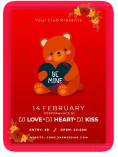 Valentines Teddy Day Party Invitation Card Free Vector