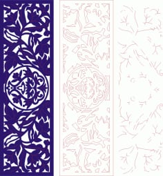 Vertical Floral Banner Screen Grill Template Laser Cut CDR File