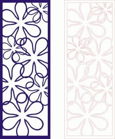 Vertical Floral Panel Design Laser Cut CDR File