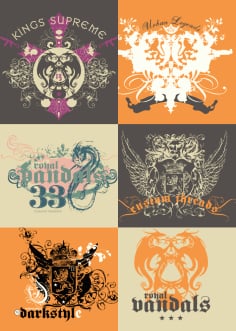 Vintage T-Shirt Design With Dragons Free CDR File