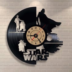 Vinyl Record Clock Star Wars Wall Decor Free CDR Vectors File