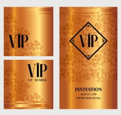 VIP Invitation Card Template Classical Dark Decor Free Vector