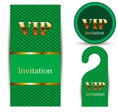 VIP Invitation Card Template Sets Shiny Golden Red Free Vector