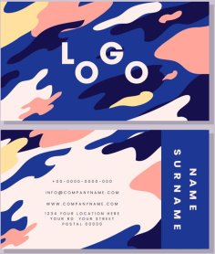 Visiting Card Template Colorful Deformed Abstract Decor Free Vector