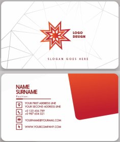 Visiting Card Template White with Red Theme Free Vector