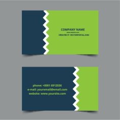 Visiting Card Template with Green Element Free Vector