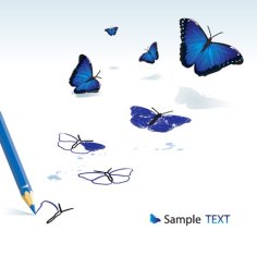Vivid Butterfly with Pencil Design Free Vector