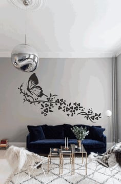 Wall Art Butterfly With Flowers Set Laser Cut Free CDR File