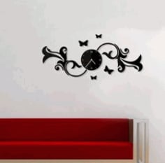 Wall Clock with Butterflies Wall Decor DXF Vectors File