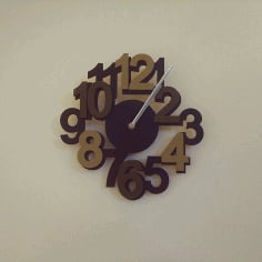 Wall Clock with Numeric Numbers Laser Cut CDR Vectors File