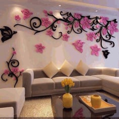 Wall Decoration Floral Design Laser Cut CDR File