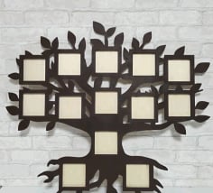 Wall Hanging Tree Photo Frame CNC Laser Cutting Free CDR Vectors File