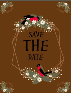Wedding Background Flower Wreath Invitation Card Birds Icons Decor Free Vector