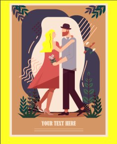 Wedding Background Love Couple Icon Colorful Classic Invitation Card Free Vector