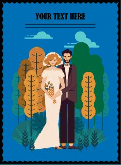 Wedding Banner Classic Design Couple Icon Cartoon Invitation Card Free Vector