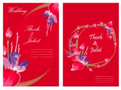 Wedding Banner Template Dark Colorful Elegant Petals Invitation Card Free Vector