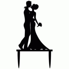 Wedding Cake Topper Bride and Groom Silhouette Cake Decorations CDR File