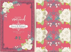 Wedding Card Template Blooming Flowers Decoration Dark Design Illustrator Vector File