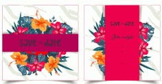 Wedding Card Template Classical Colorful Hibiscus Decor Illustrator Vector File