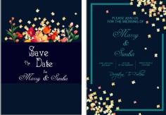 Wedding Card Template Elegant Bright Colorful Illustrator Vector File