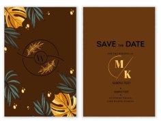 Wedding Card Template Elegant Classic Leaves Decor Bright Design Free Vector