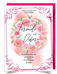 Wedding Card Template Elegant Classic Roses Decor Free Vector