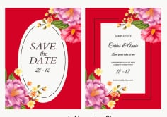 Wedding Card Template Elegant Colorful Floras Decor Illustrator Vector File