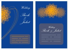 Wedding Card Template Golden Black Petals Decor Illustrator Vector File