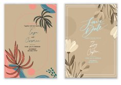 Wedding Card Templates Elegant Retro Bright Dark Design Free Vector